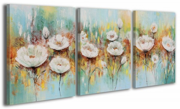 Acryl Gemälde "Weiße Mohnblumen" 135x60 cm